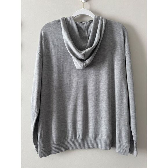 Rachel Zoe Gray Pullover Sweater Size Large VACAY Hooded Cashmere Blend - Picture 5 of 8